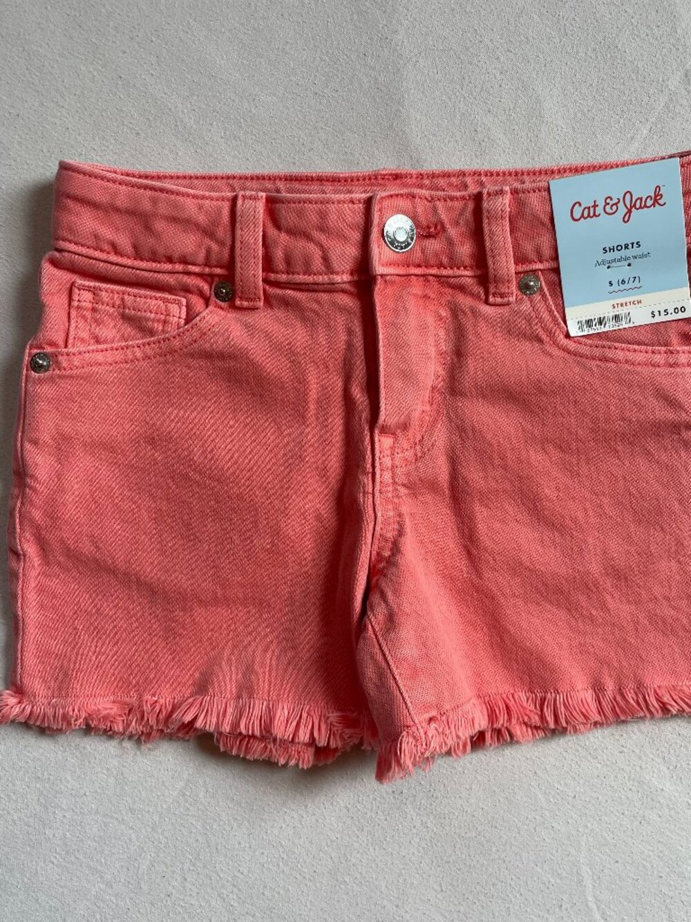 Cat & Jack Coral-Style Frayed Hem Denim Shorts